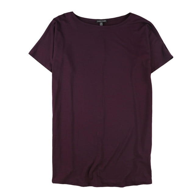 Eileen Fisher Womens Solid Basic T-Shirt, darkpurple, M