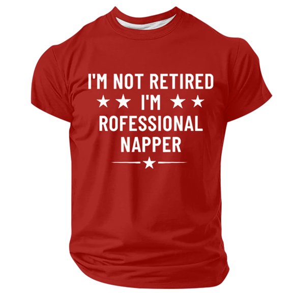 FINALGANG Mens Funny Quote Print Short Sleeve Crew Neck TShirt Casual Letter Graphic Tee For Daily Casual Streetwear Red S