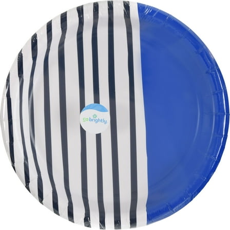 Color Block Printed 8.5" Round Paper Plates - Disposable Party Plates - 8 Count