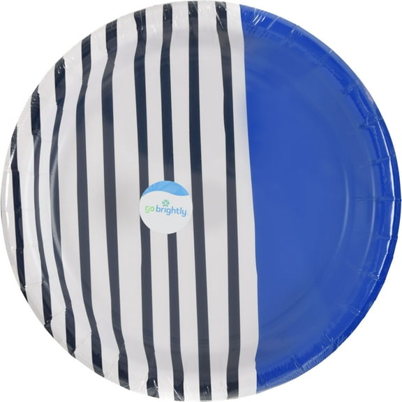 Color Block Printed 8.5" Round Paper Plates - Disposable Party Plates - 8 Count