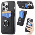 thumbnail image 1 of For Iphone 16 Pro Carbon Fiber Card Wallet Ring Phone Case(Black),iPhone 15 Pro Max, 1 of 6
