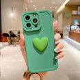 thumbnail image 3 of Compatible with iPhone 13 Pro Max Case, Cute 3D Love Heart with Anti-Fall Lens Cameras Cover Protection for iPhone 13 Pro Max 6.7-inch Soft TPU Shockproof Phone Shell for Women Girls Green, 3 of 4