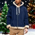 thumbnail image 3 of qucoqpe Men's Christmas Colorblock Jacket, Fleece-Lined Winter Full Zip Coat, Warm Fashion Hooded Flannel Coats Outerwear, 3 of 7