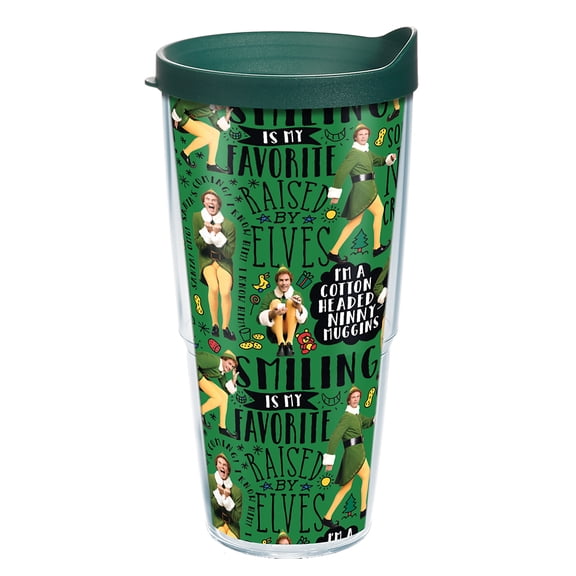 Tervis Warner Brothers Elf Ninny Pattern Christmas Holiday Movie Made in USA Double Walled  Insulated Tumbler Travel Cup Keeps Drinks Cold & Hot, 24oz, Classic