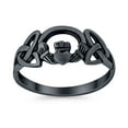 thumbnail image 2 of Irish Claddagh Celtic Knot Heart Black Tone 925 Sterling Silver Plain Ring Size 4, 2 of 2