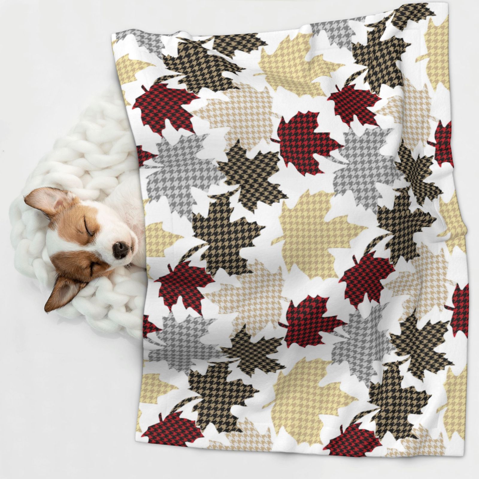 Naloa colorful Maple Dog Blanket, 3 Sizes Cat Blanket for Indoor Cats Large Medium Small Dog Gifts-Medium