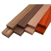 Imported Exotic Hardwood Variety Pack - Zebrawood, Walnut, Padauk, Okoume - 3/4" x 2" (8 Pcs)