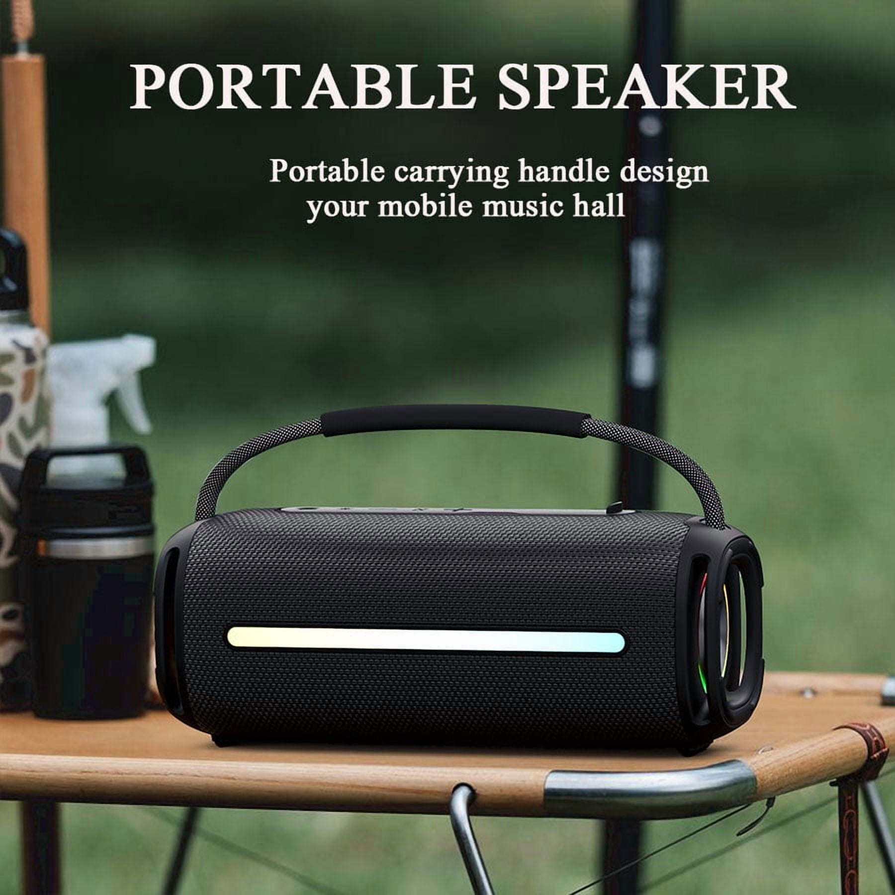 SCIJOY Bluetooth Speaker, 50W Portable Waterproof, 360° Sound, LED Lights, U Disk/TF Card Play, FM Radio