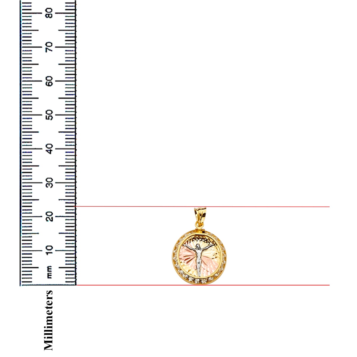 14K 3C Gold Jesus Medal Pendant | Tri Color Gold Charm Pendant for Necklace Chain | Gift for Men Women | 23 x 15 MM | 1.1 grams