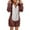 Coffee, variant on Color Block Fleece Warm Rompers for Women 2024 Zip Up Furry Thermal Jumpsuit Shorts Long Sleeve Cat Ear Hooded Pajama
