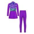 thumbnail image 2 of Mufeng Kids Girls Modest Swimsuit Burkini Long Sleeve Full Cover Hijab Top Swim Dress Pants ​Muslim Bathing Suit Purple-A 8, 2 of 7
