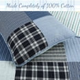 thumbnail image 2 of Navy Klein Blue Plaid Stripe Tartan Patchwork Cotton Queen 3 Piece Reversible Quilt Bedding Set, 2 of 7