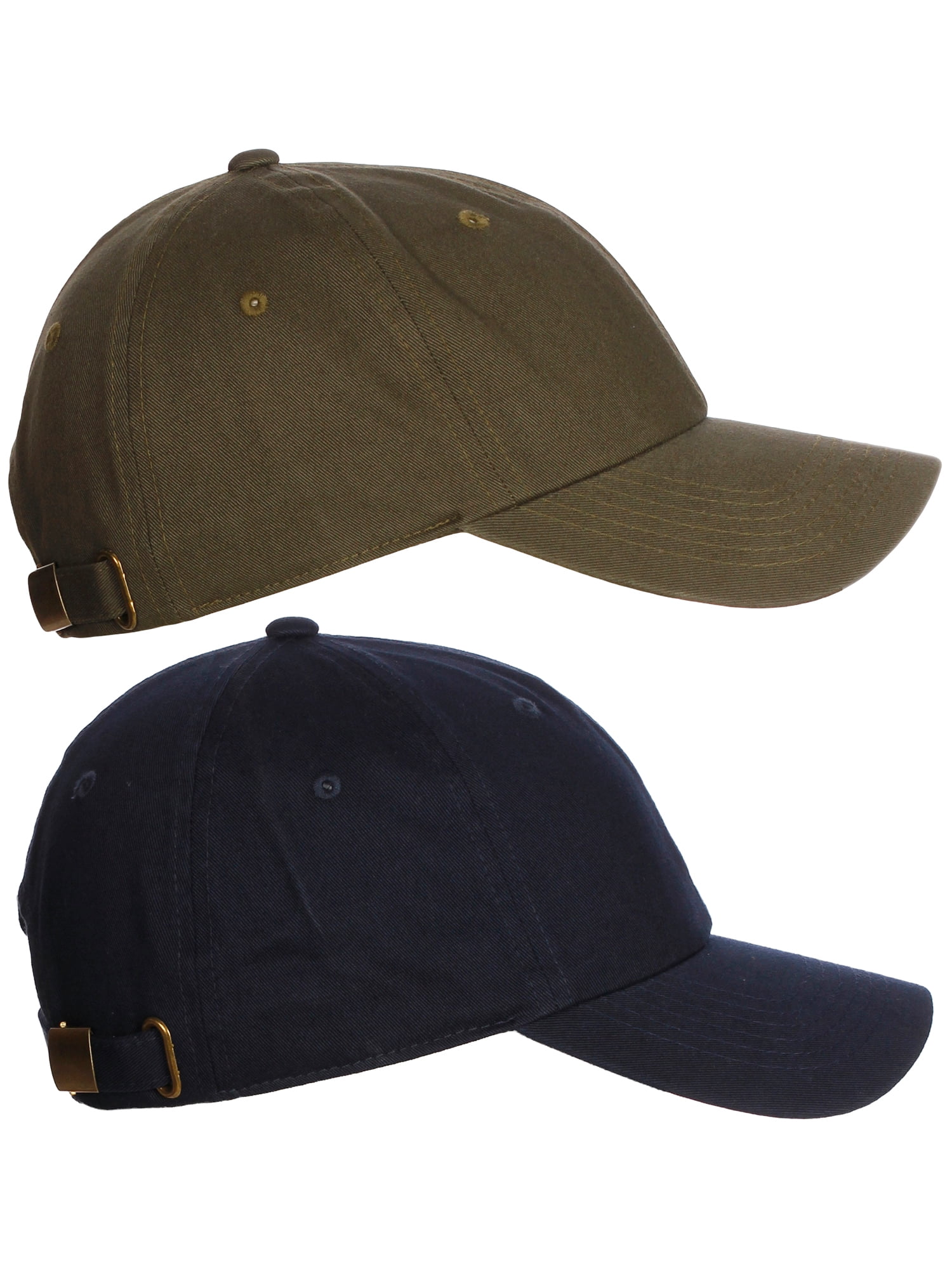 D&I Plain Dad Hat 100 Cotton Unstructured Hat Unisex Strap Cap 2Pk