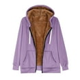 thumbnail image 6 of GaThRRgYP Winter Coats for Women Plus Size Puffer Coats,Jackets for Women,Women's Long Sleeve Hoodies Winter Warm Fleece Lined Zip Hooded Sweatshirt Jacket Coat with Pocket Purple XXXL, 6 of 7
