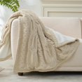 thumbnail image 5 of Cable Knit Throw Blanket for Couch, Chenille Sherpa Soft Cozy Throw Blankets for Sofa Chair Comfortable Home, 50"x60", Beige, 5 of 8