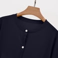 thumbnail image 5 of Miluxas Women's Classic Long Sleeve Cardigan Solid Color Round Neck Casual Open Front Button Down Cardigans Navy XL(XL), 5 of 7