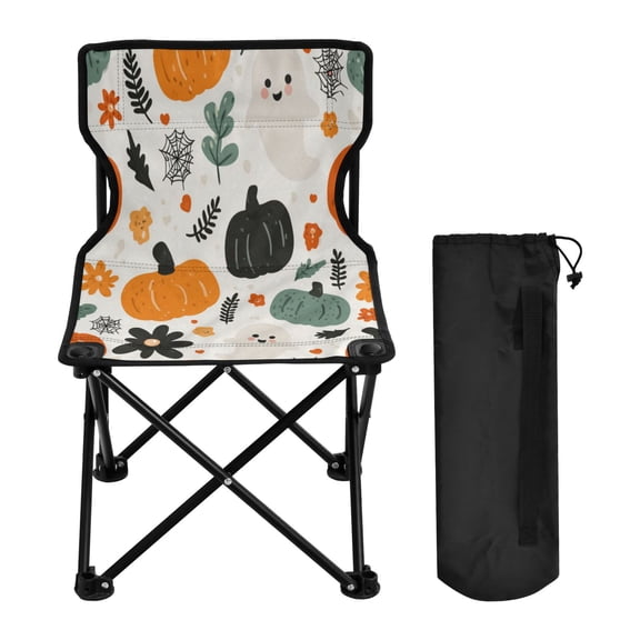 600D Oxford Camping Chair Portable Foldable Chair Supports 220 lbs for Picnic, Fishing, Backpacking Simple Cartoon Halloween Pattern