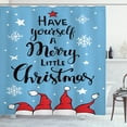 thumbnail image 1 of Ambesonne Christmas Shower Curtain, Merry Little Xmas on Blue, 69"Wx70"L, Sea Blue Vermilion, 1 of 3