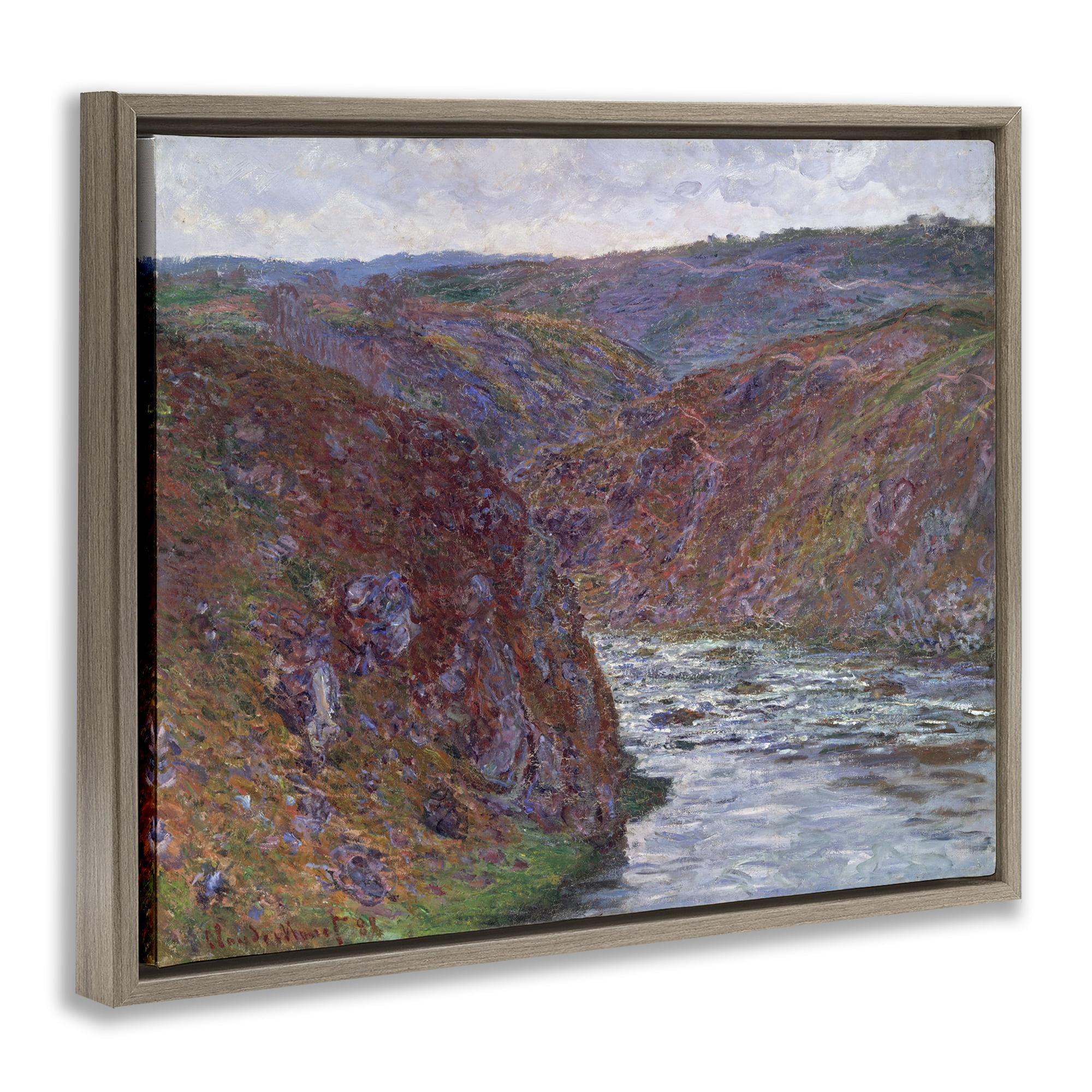 Stupell Industries Classical Valley of Creuse Landscape & Nature Painting Brown Floater Framed Canvas Art Print Wall Art, 21 x 17