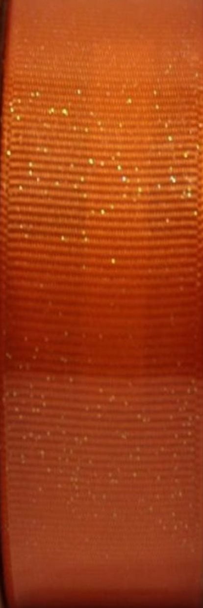 (2 pack) Offray Ribbon, Torrid Orange 7/8 inch Grosgrain Glitter Polyester Ribbon, 9 feet