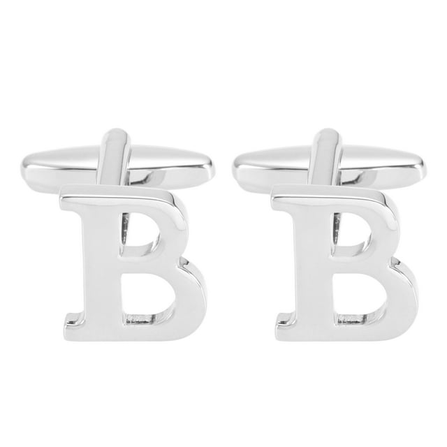 Gemelos Iniciales Uxcell, Gemelos Clásicos de Letras del Alfabeto B de Cobre para Hombres, 26 Letras A-Z con Caja para Regalos de Hombres, Padres, Esposos, Bodas, Fiesta de Cumpleaños, Tono Plateado