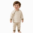 thumbnail image 3 of CAUYDY 3M 6M 9M 12M Baby Girl Going Home Outfit Newborn Girls Pajamas Comfy Long Sleeve Shirt and Pants 2PCS Set Preemie Sleepers Infant Clothes Fall Winter Sizes 3-6 Months,Khaki, 3 of 7