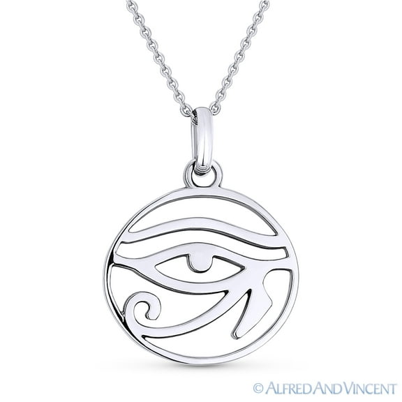 Eye of Horus Egyptian Luck Charm 25x18 (1"x0.7") Pendant & Chain Necklace in .925 Sterling Silver