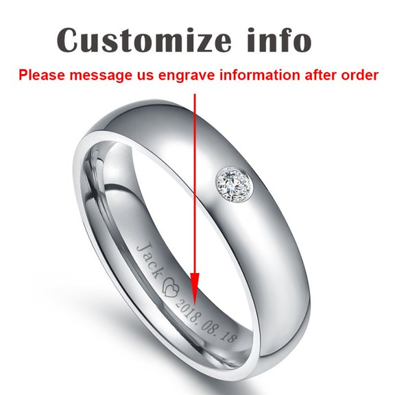 Basic Wedding Bands Rings for Women Man Customize Name Date Love Info Promise Alliance Anniversary Personalized Gift