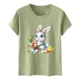 thumbnail image 2 of Easter Day Shirts Womens Short Sleeve Crewneck Tops Bunny Floral Eggs Printed Cute Graphic Tee Basic Tshirts (XL, Green), 2 of 6
