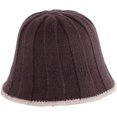 thumbnail image 4 of CoCopeaunts Winter Bucket Hats for Women Foldable Warm Fisherman Hats Fashion Solid Color Stripe Knitting Hat Camping Hiking, 4 of 8