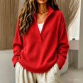 thumbnail image 2 of Comdrip Women's Long Sleeve Classic V Neck Pullover Sweater Casual Loose Fall Winter Knitted Fashion Formal Daily Wear Red L, 2 of 7