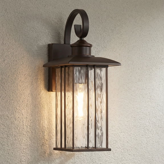 John Timberland Deaver 17" Bronze Lantern Outdoor Wall Light