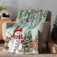 thumbnail image 2 of Winter Snowman Flannel Blanket for Bed,Travel and Camping, Christmas Tree Leaves Elk Flower Gradient Bronze Super Soft Cozy Blanket for All Seasons 40"x50", 2 of 9