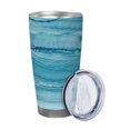 thumbnail image 2 of Fotbe Teal Turquoise Fluid Stripes Pattern 20 oz Tumbler Stainless Steel Vacuum Insulated Coffee Ice Cup Double Wall Travel Flask Leak-proof Coffee Cup-Straw Two-piece Set, 2 of 8