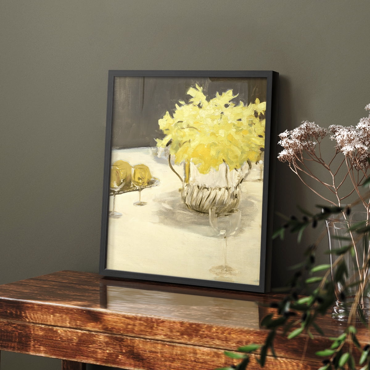 Vintage Floral Print CCXLIX - 14in. x 11in. Vintage Framed Print in Black Wood Frame