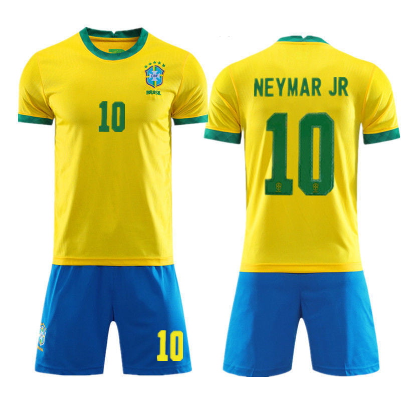 New Brasil Neymar JR #10 Youth Kids Home Jersey Yellow Soccer Football Shirt 12 