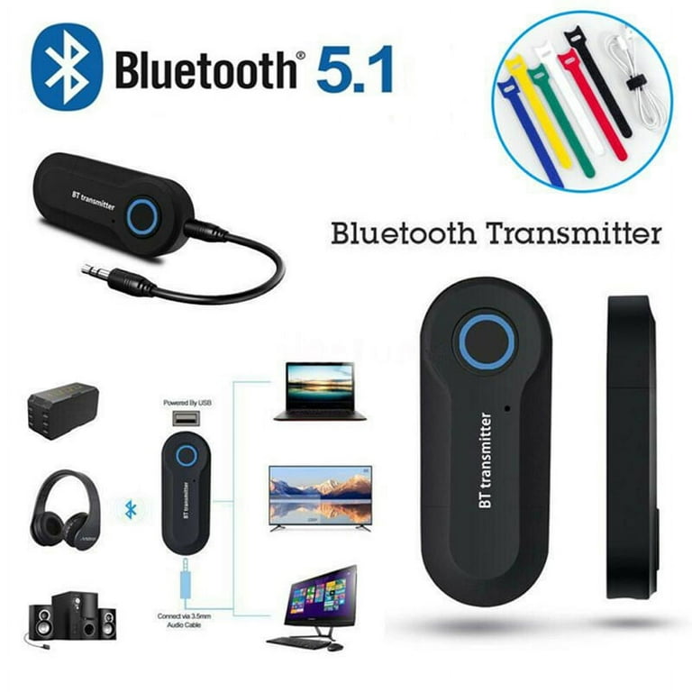 Bluetooth 5.1 Transmitter Audio Wireless Adapters 3.5mm Jack TV Stereo 