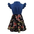 thumbnail image 2 of iEFiEL Kids Girls Summer A-line Dress Denim Bodice Floral Print Dress Black 14, 2 of 7