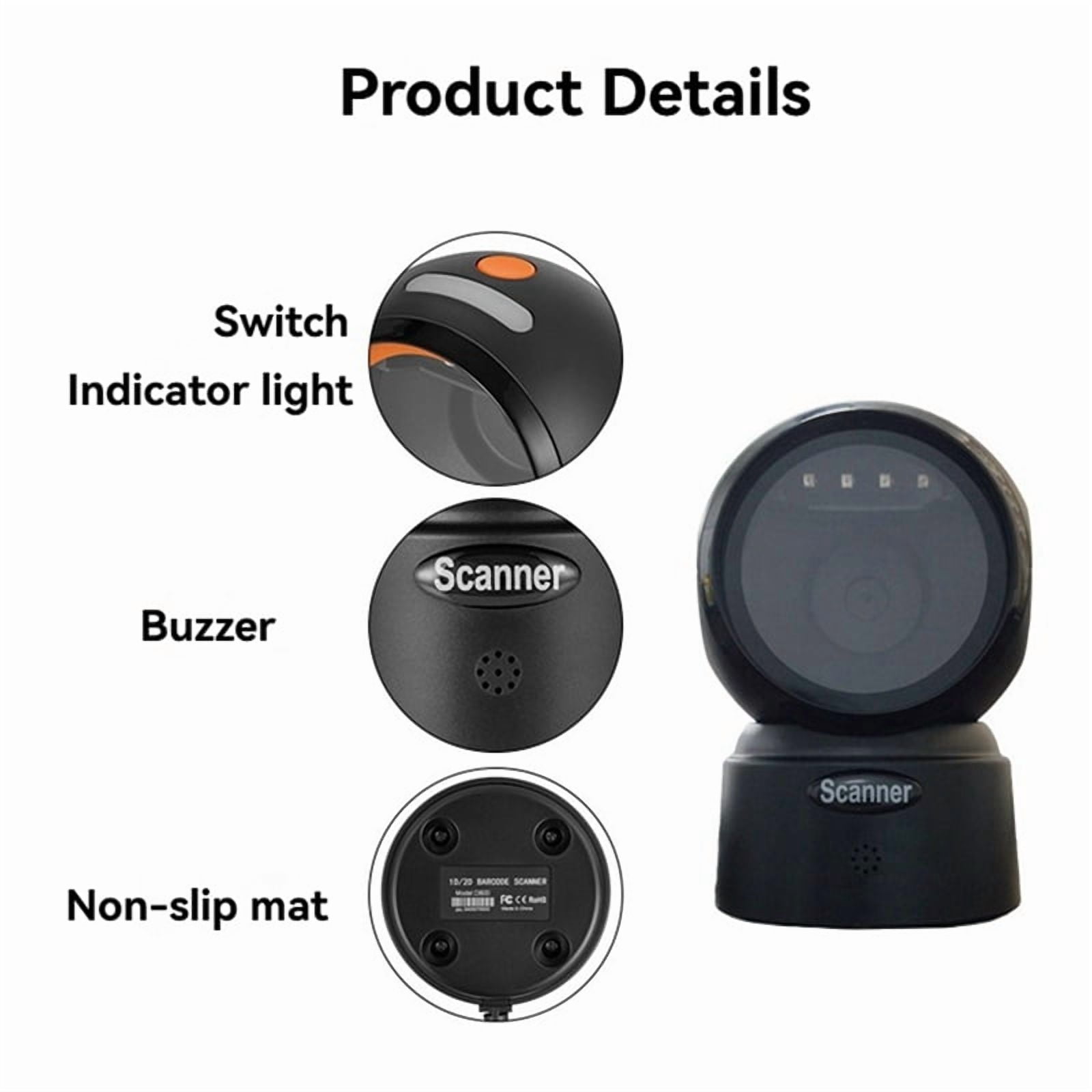 2D QR Barcode Scanner Desktop Wired Scanner Hands-Free Omnidirectional USB Barcode G897