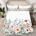 thumbnail image 2 of Homewish Vintage Floral Twin Sheet Sets,Colorful Natural Plant Twin Fitted Sheet,Green White Yellow Flat Sheet For Girls,Breathable Home Decor,3-Piece, 2 of 7