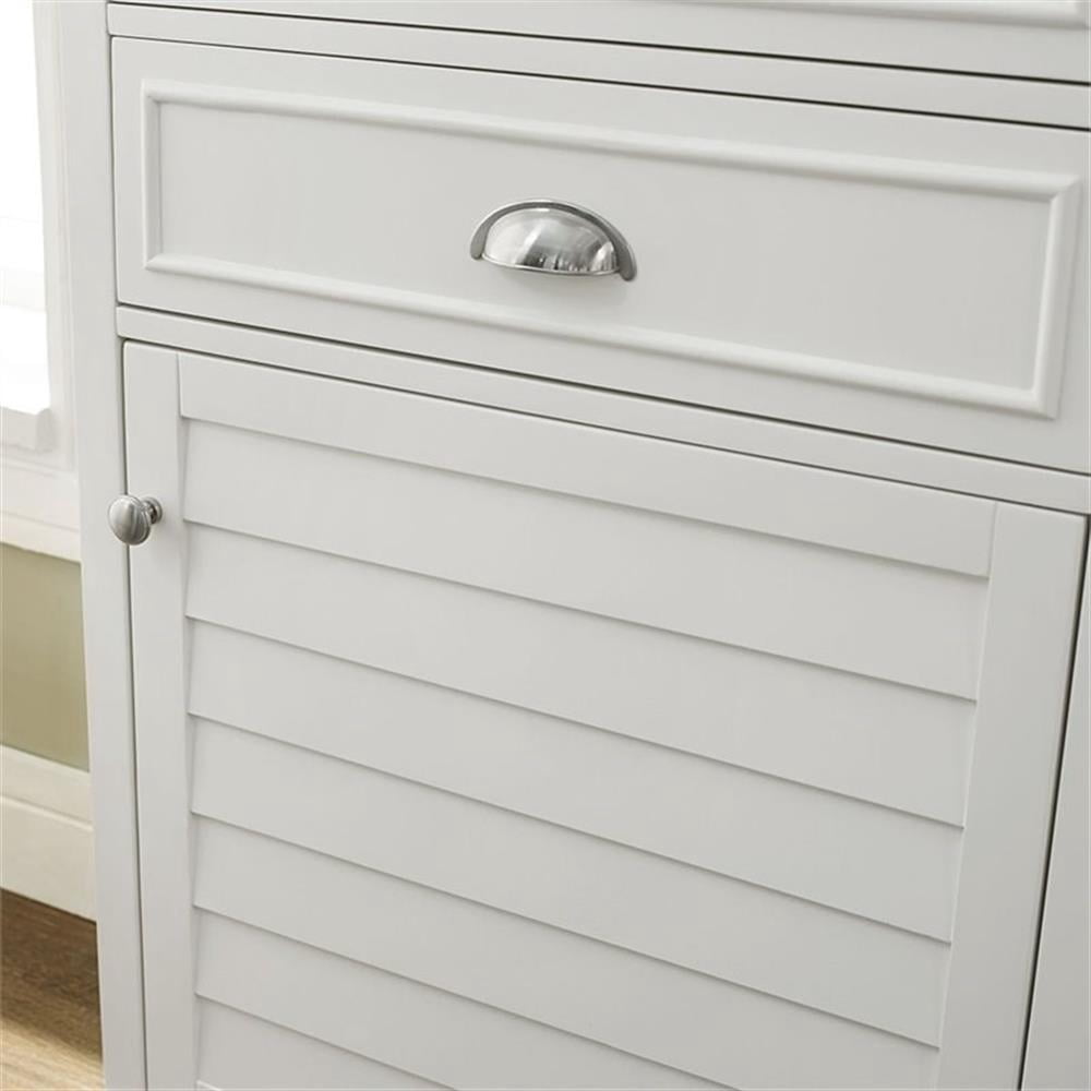 Pemberly Row Solid Hardwood Bathroom Linen Cabinet in White