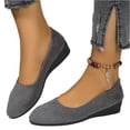 thumbnail image 3 of HTHLVMD Suede Wedge Heel Flats, Elegant Lightweight Anti-Slip Low Heel Wedge Loafers for Women, Comfortable Business Office Work Shoes, Round Toe Slip-On Wedge Pumps, Gray 8.5, 3 of 4