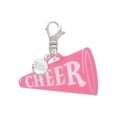 thumbnail image 2 of Delight Jewelry Acrylic 1.25" Pink Cheer Megaphone - Silvertone Clip on Charm with Clear Crystal Drop, 2 of 4