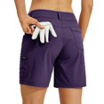 thumbnail image 2 of Pantalones cortos Willit para mujer, golf y senderismo, cargo, de secado rápido, pantalones cortos deportivos casuales de verano con bolsillos de 7 pulgadas, morado 18, 2 of 7