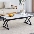 thumbnail image 3 of Holaki End Table,Marble Coffee Table,47” Rectangular Center Table,Modern Coffee Table with Faux Marble Table Top and Gold Legs,Middle Table for Living Room, 3 of 23