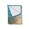 thumbnail image 2 of Landscape Soft Flannel Fleece Blanket, Tropical Island Beach Caribbean Atlantic Ocean Scenery Artwork Print, Cozy Plush for Indoor and Outdoor Use, 50" x 60", Pale Blue and Marigold, by Ambesonne, 2 of 6
