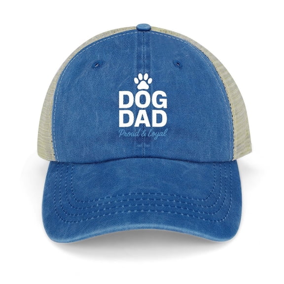 Dog Dad Dark Blue Adjustable Trucker Baseball Cap for Men Women, Mesh Snapback Hat