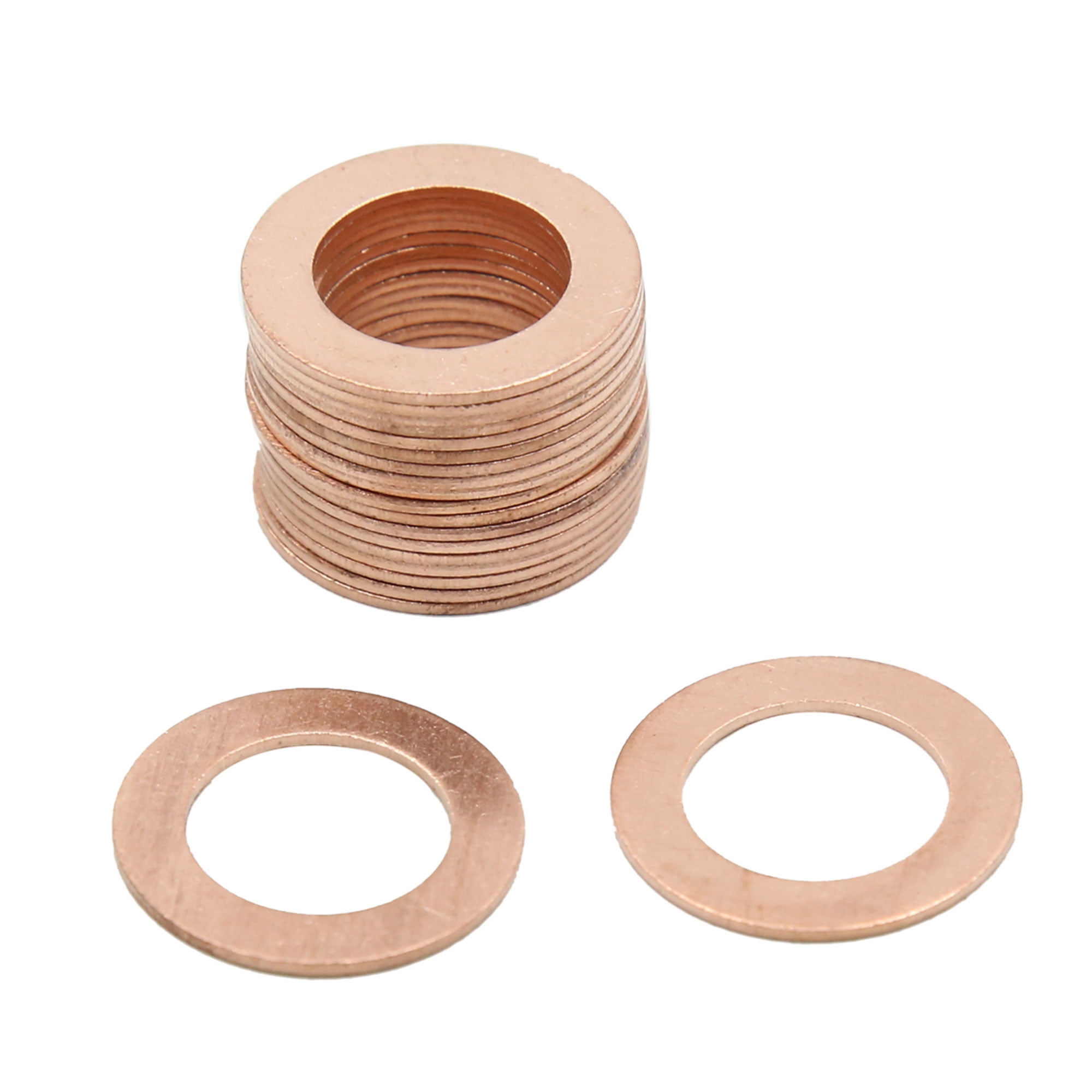 15mm Inner Dia Copper Crush Washers Flat Sealing Gaskets Rings 20pcs