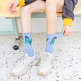 thumbnail image 2 of Women's 2-Pack Butterfly Graphic Crew Socks Soft Knit Ribbed Cuff Stylish Casual Sock Set - Blue White, 2 of 5