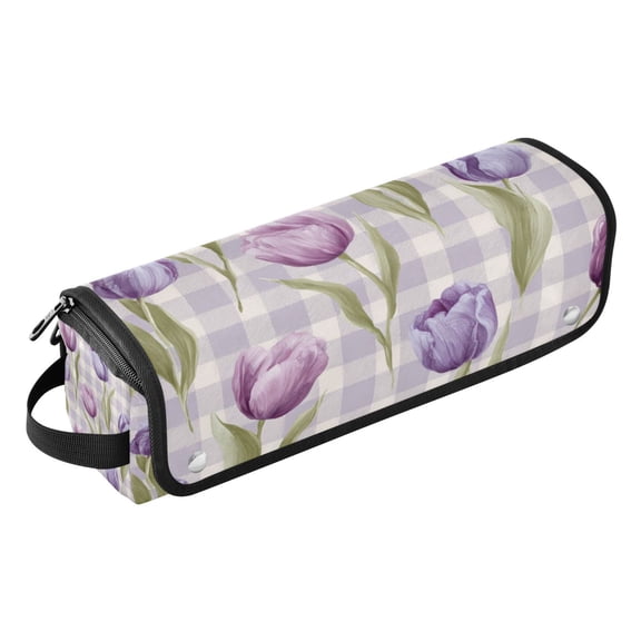 Hair Tool Travel Bag with Heat Resistant Mat for Flat Iron Straighteners Curling Iron Makeup Toiletries & Haircare Accessories Beautiful Pinkish-purple Tulips